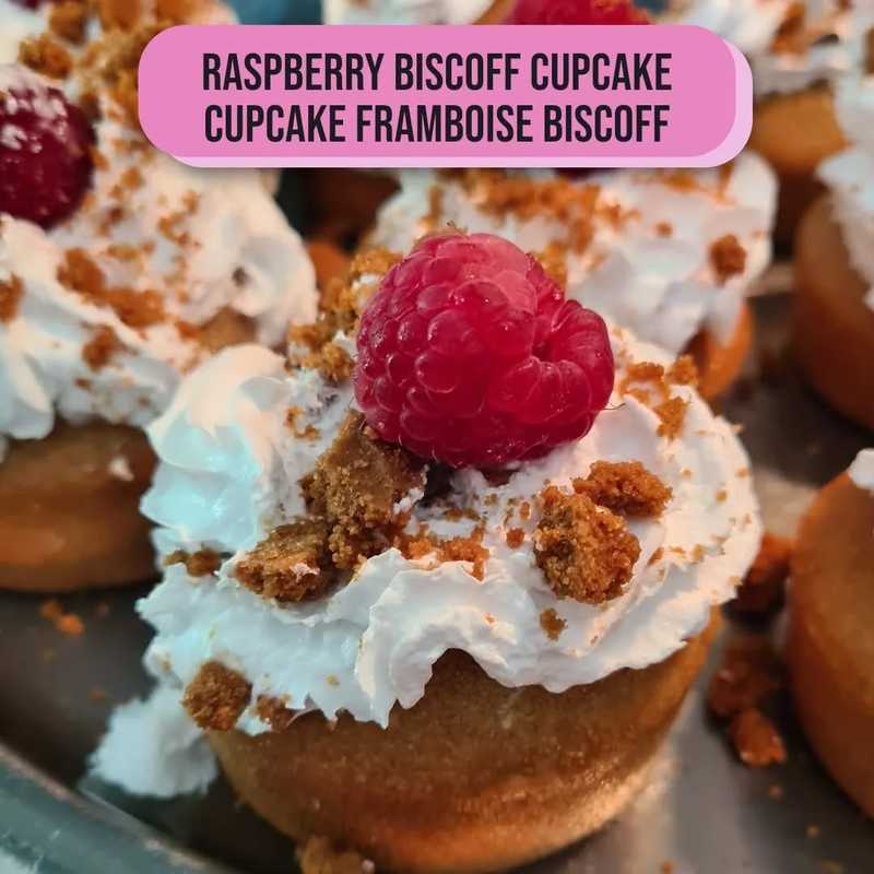 Vanilla, Raspberry, Biscoff Cupcakes